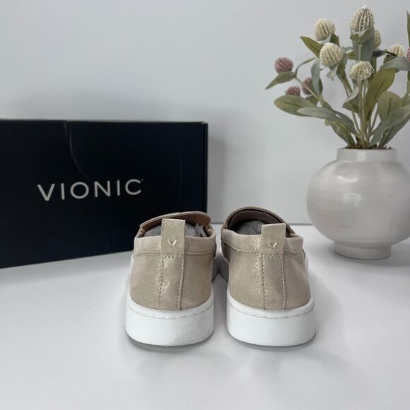 Vionic Uptown Leather Slip On Loafer Shoe Gold I6609L4701 Women's 6 M NWB - Picture 5 of 9